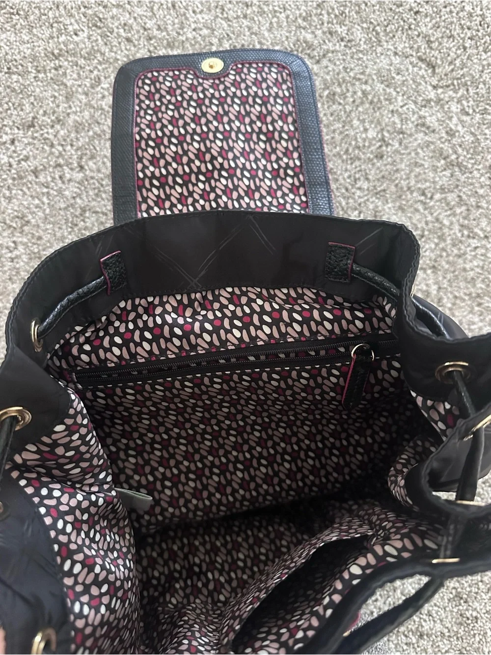 Vera Bradley Black Backpack Red Trim Travel School Bag